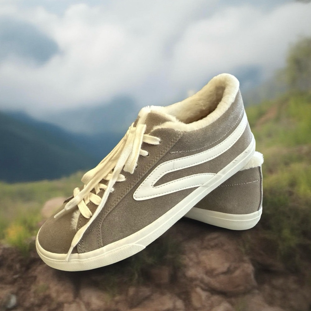 Lucky Brand Driftwood Gray and White Women's Sneakers